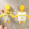 2PCS Wall-Mounted Toothbrush Holder Robot Shape Transparent Storage Box  Home