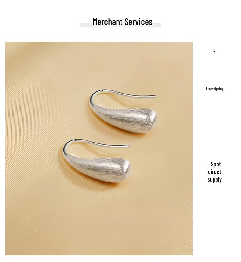 S925 Sterling Silver Frosted Water Drop Earrings for Women - Unique High-End Design, 2026 New Style