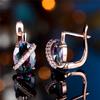 Cute Female Rainbow Zircon Stone Oval Hoop Earrings Fashion Female Rose Gold Color Wedding  For Women