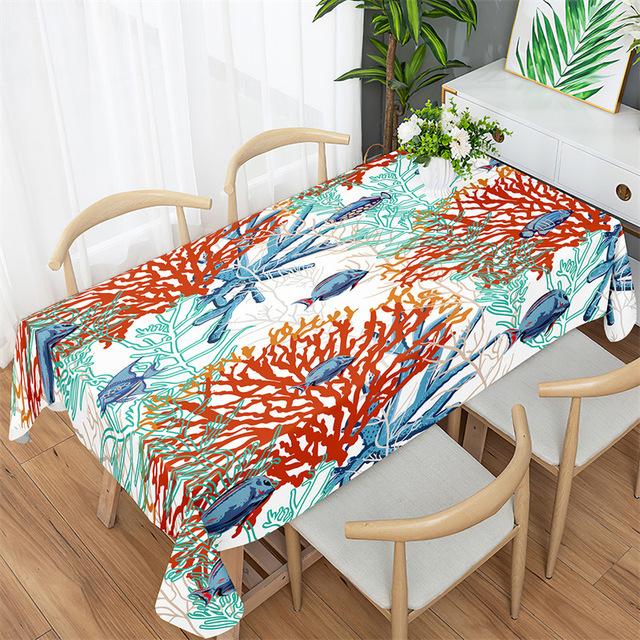 Ocean World Pattern Tablecloth Fashion Minimalist Tablecloth Home Office Square Tablecloth Anti -Fouling Dressing Tablecloth