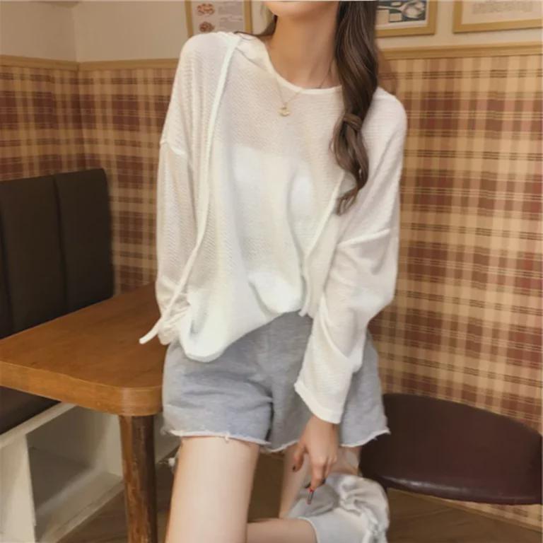 2025 Korean-Style Oversized Hooded Sweater - Women's Trendy, Lightweight, Long-Sleeve Pullover for Spring and Autumn