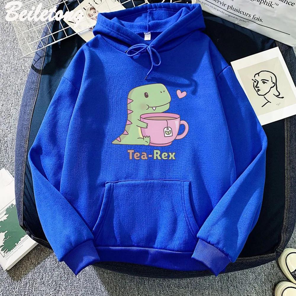 Dinosaur Hoodie Women Cartoon Cute Print Kawaii Cartoon Clothing Plus Size Pullover Harajuku Female Autumn Warm Streetwear