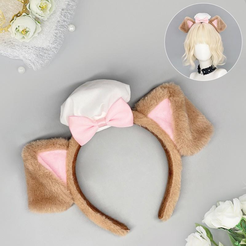 Sweet Kawaii Dog Ear Headband Lolita Outfit Cosplay Costume Accessory Plush Hairband In Multiple Colors