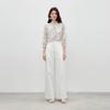 High-Waist Wide-Leg Casual Pants with Metal Buttons