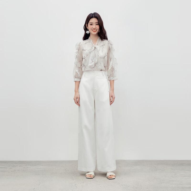 High-Waist Wide-Leg Casual Pants with Metal Buttons