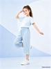 2026 Summer Girls' Denim Cropped Pants - Stylish, Versatile, Pure Cotton, Ruffled, Thin Casual Shorts