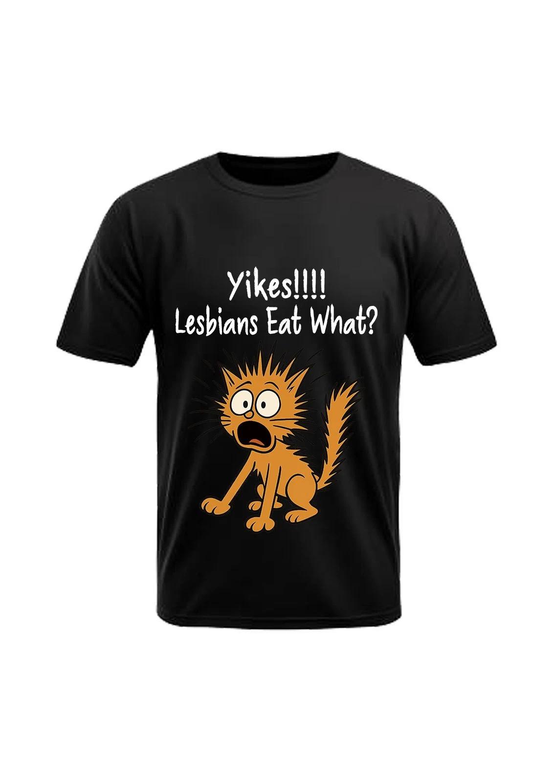 Lesbians Eat what Fun/Rude Adult Statement Crew Neck T-Shirt, 2XL