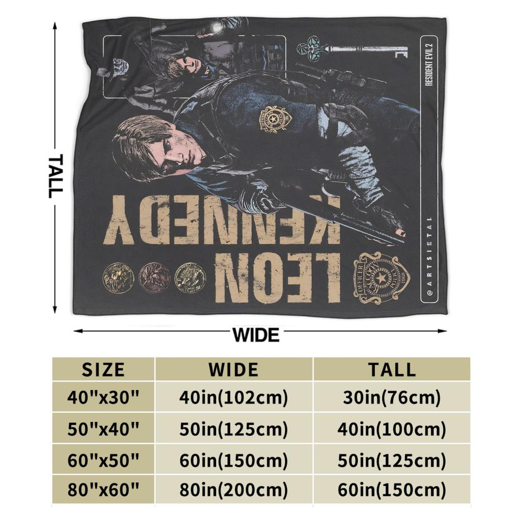 Leon Kennedy Resident Evil Warm Soft Blanket Picnic Plush Bedding Throws Fashion Outdoor Flannel Bedspread Sofa Bed Cover