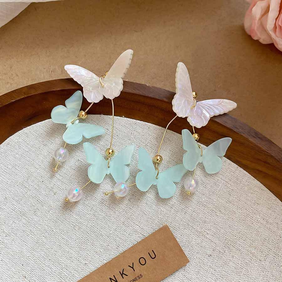 Seaside vacation style flower shell fringed long earrings stud earrings women's earrings design sense