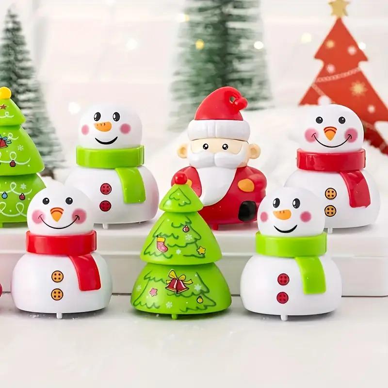 Christmas Pull Back Toy Car Set Santa Snowman Tree Shapes Colorful Stocking Stuffers Party Gift Birthday Holiday Game for Kids