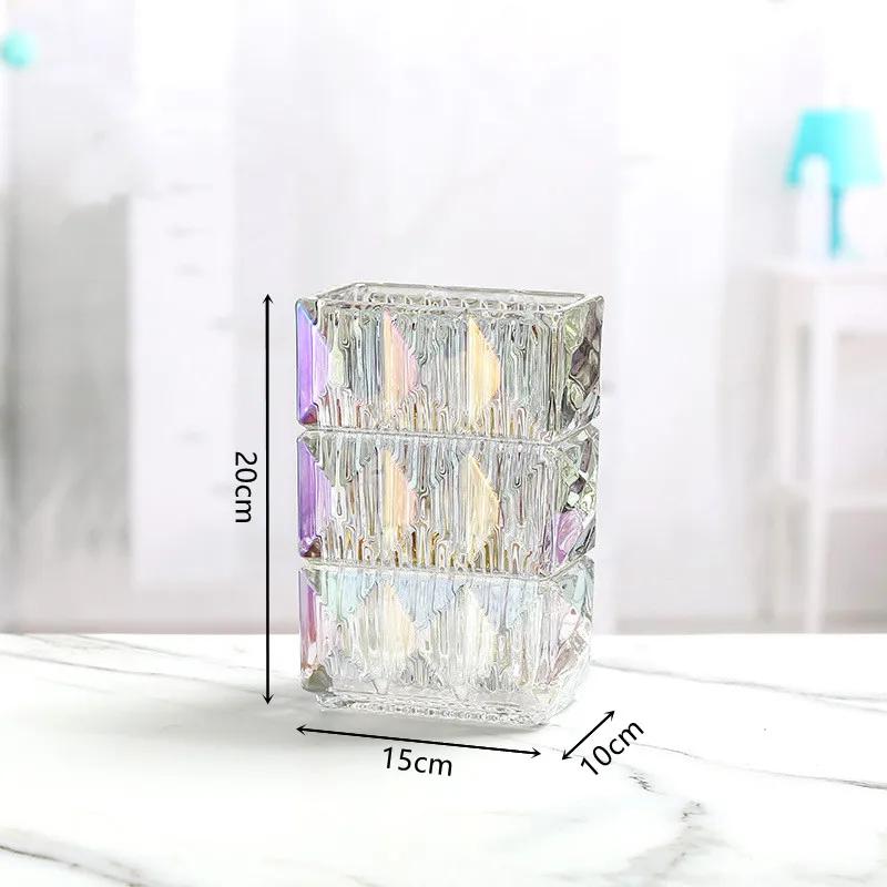 Home decor Modern simplicity Transparent crystal glass vase Aquaculture vase container Electroplated color flower vase Gift