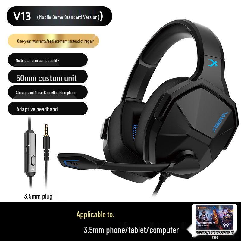 2025 13PRO Накладная игровая гарнитура 7.1-канальная проводная для ПК и мобильных устройств