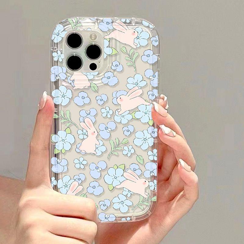 Broken flower rabbit for iPhone17promax mobile phone case Apple 14 fresh 12/13 new 16 airbag 15