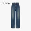 Edition Women's 2025 Winter Camel Fleece Retro Straight Leg Jeans