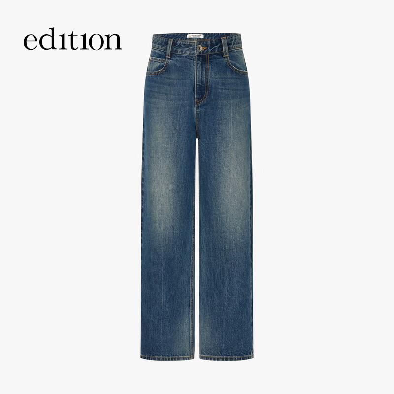 Edition Women's 2025 Winter Camel Fleece Retro Straight Leg Jeans