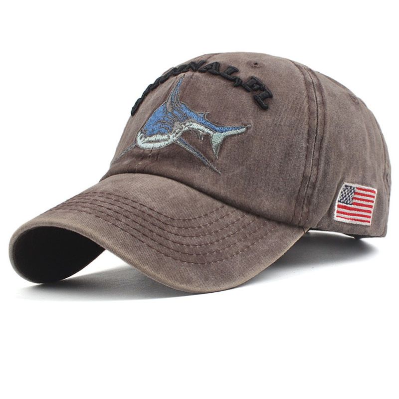 

Hat Male Shark 3D Embroider Outdoor Sports Baseball Cap Female Casual All-Matching Sun-Proof Korean Embroidered Peaked Cap Ins Coffee