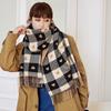 Plaid scarf women's winter versatile thickened warm scarf women's spring and autumn love double-sided imitation cashmere shawl
