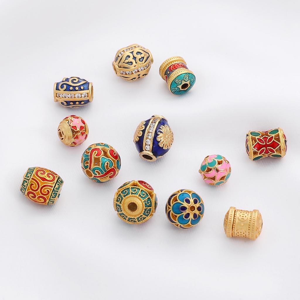 Perline Dorate Sabbiate in Ottone Diamante Intagliato Distanziatore Perline Sfuse Per Collana Braccialetto Fai da Te Gioielli Artigianato Accessori