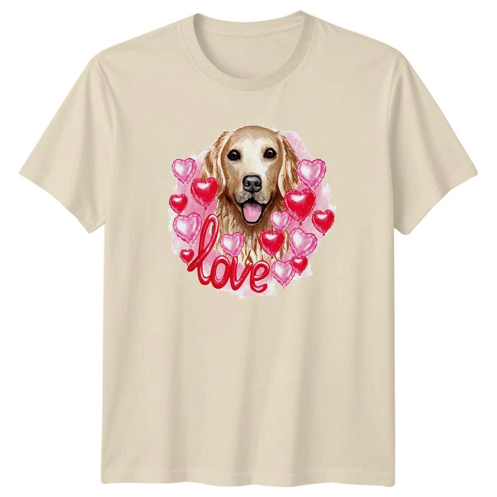 Love Golden Retriever Unisexs TShirt Dog Mom Watercolor Valentines Day