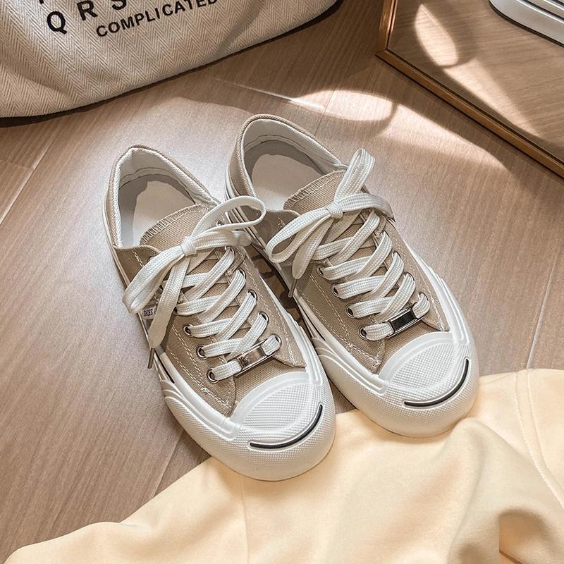 Fashion Autumn Women's Vulcanize Shoes Round Toe Flat Shoes for Women Lace-up Platform Sneakers Outdoor Classic Youth Low Top Sneakers