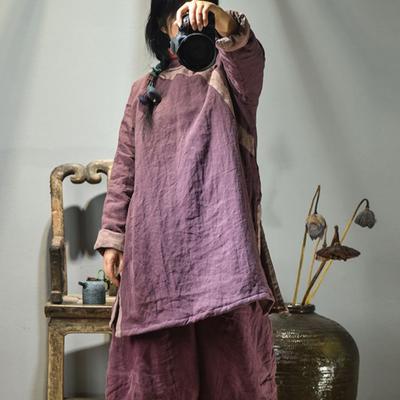 Damski sweter w stylu vintage parki patchworkowy kolorowy guzik szaty z długim rękawem zimowe ciepłe parki w stylu chińskim