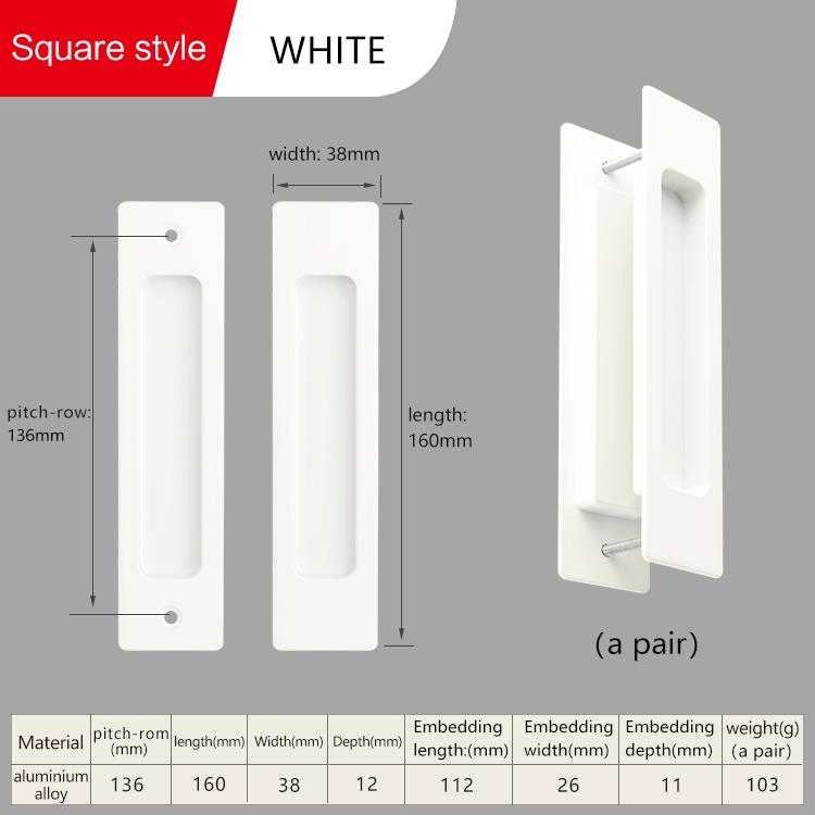 Black Sliding Barn Door Handle Invisible Pull Recessed Handle White Finger Flush Pulls For Closet Pocket Embedded Handle