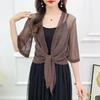 Women's Versatile Mesh Cardigan: Summer Camisole Dress Cover-up, Tie-up Shawl, Short Fashion Jacket