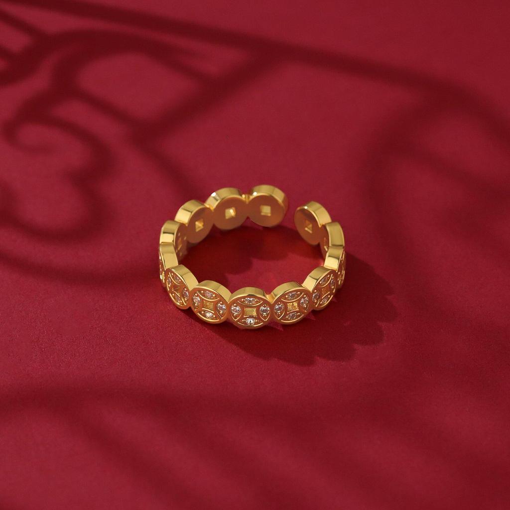 Bague Ouverte Style Chinois Rétro en Cuivre 2025 pour Femmes – Design Simple et Polyvalent