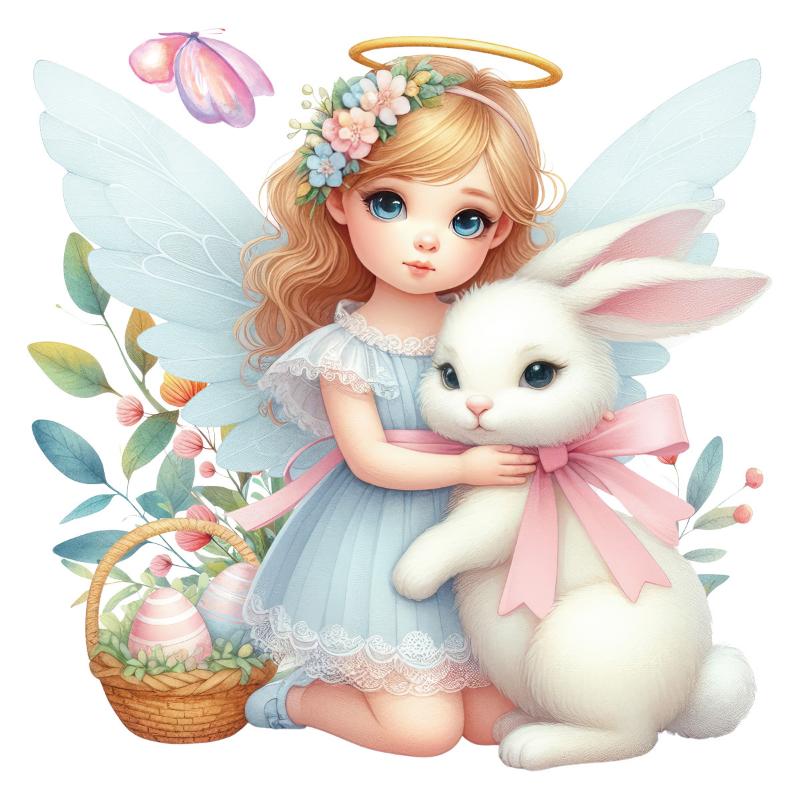 1 Sheet Cute Rabbit Egg Decals Easter Stickers Angel Rabbit Showcase Entrance Glass Electrostatic Patch Easter Party Decoration