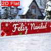 Feliz Navidad Xmas Holiday Banner, Durable Polyester Outdoor Yard Sign for Garden Fence