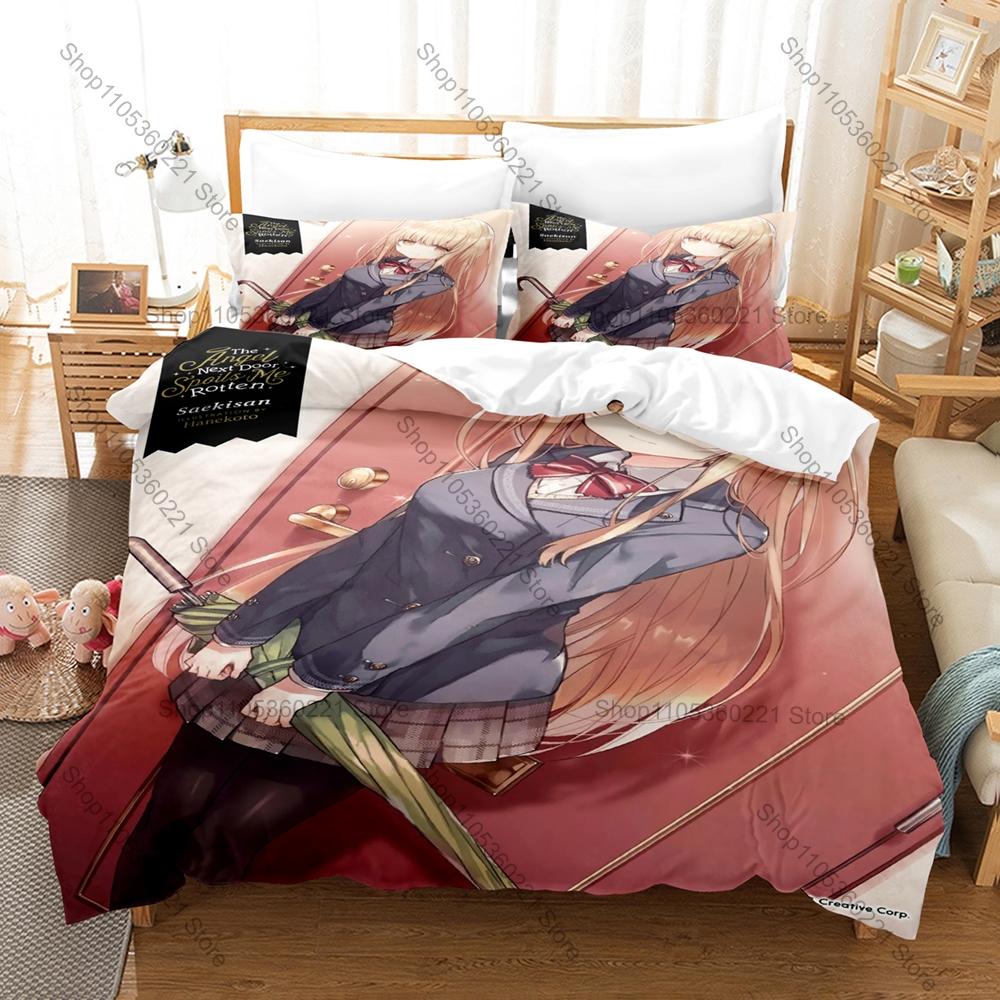 Mahiru Shiina Sweet School Uniform Soft Pastel Daily Life Duvet Cover + 2 Pillowcases Romantic Slice of Life Bed Linen