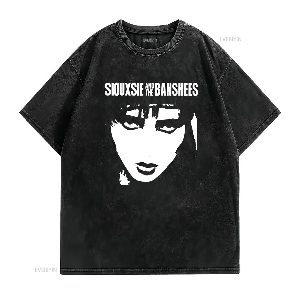 Vintage 90er Siouxsie And The Banshees Schwarzes T-Shirt Für Kh6822 Vintage Gewaschen Grafik Mode Lässig Streetwear Stilvoll Weich