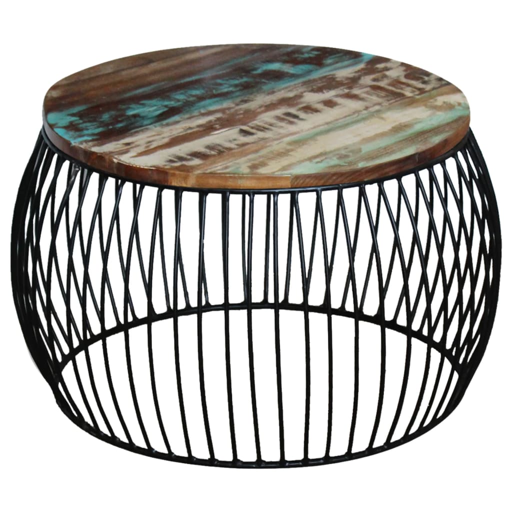 Round Coffee Table Solid Reclaimed Wood 68x37 cm