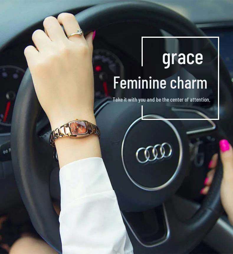 Women's Waterproof Tungsten Steel Quartz Watch with Small Dial