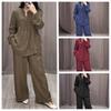 2026 Autumn Fashionable Cotton Linen Long Sleeve Casual Drawstring Pants Set