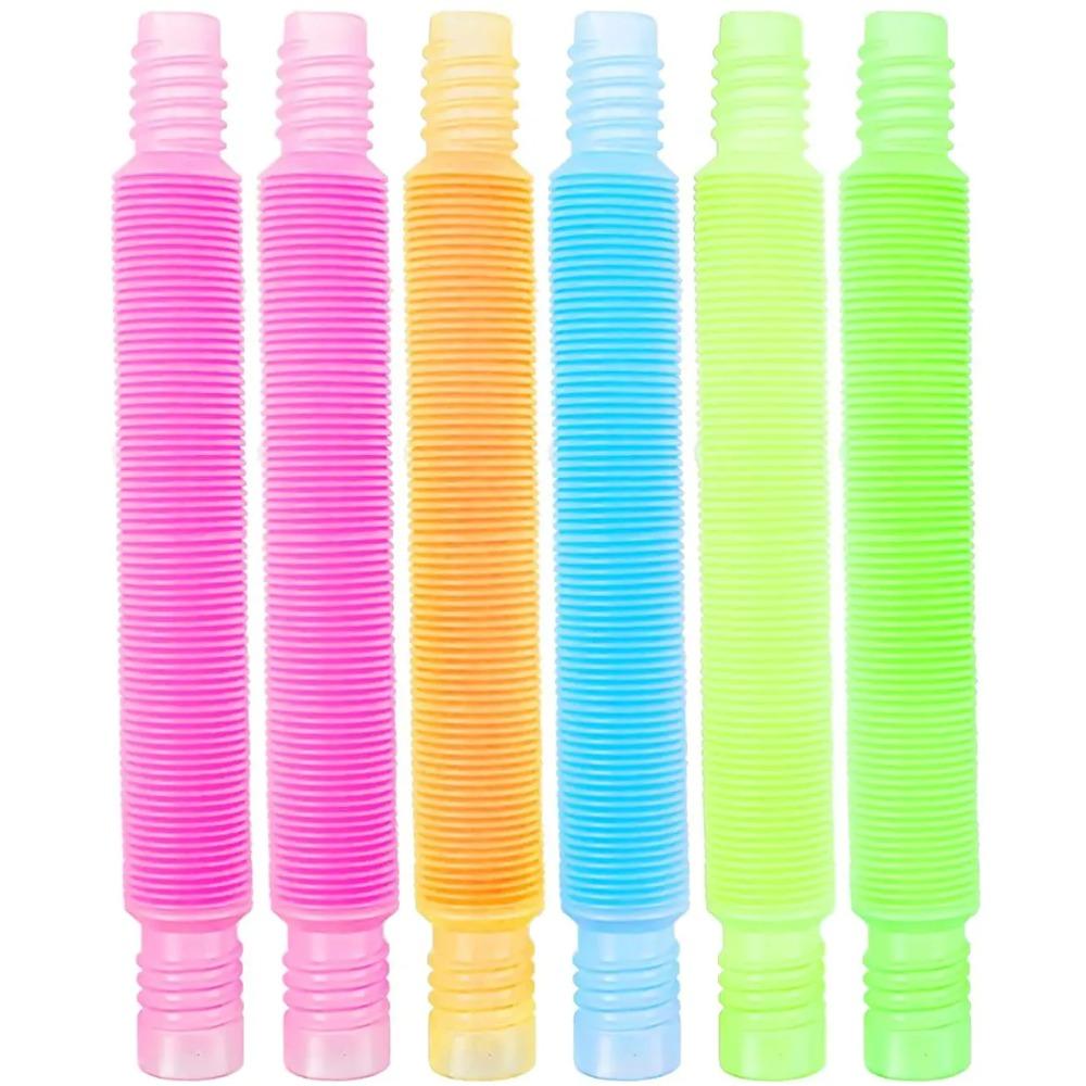 6 Stück Leuchtende Pop Tube Fidget Toys Stretch-Röhre Sensorisches Spielzeug Biegen Bauen Verbinden Spielzeug Für Kind Mädchen Junge Stress Autismus ADHS Angst
