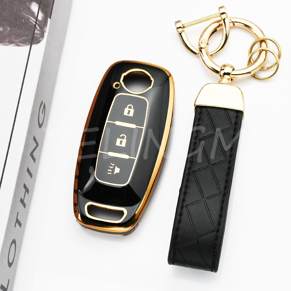 3 Buttons Soft Tpu Car Key Case For Nissan Rouge Kicks Pathfinder J12 Ariya Altima Rogue Qashqai Bluebird Sylphy Keychain Shell