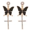 Sparkling Butterfly Drop Earrings with Tassels and Rhinestones
