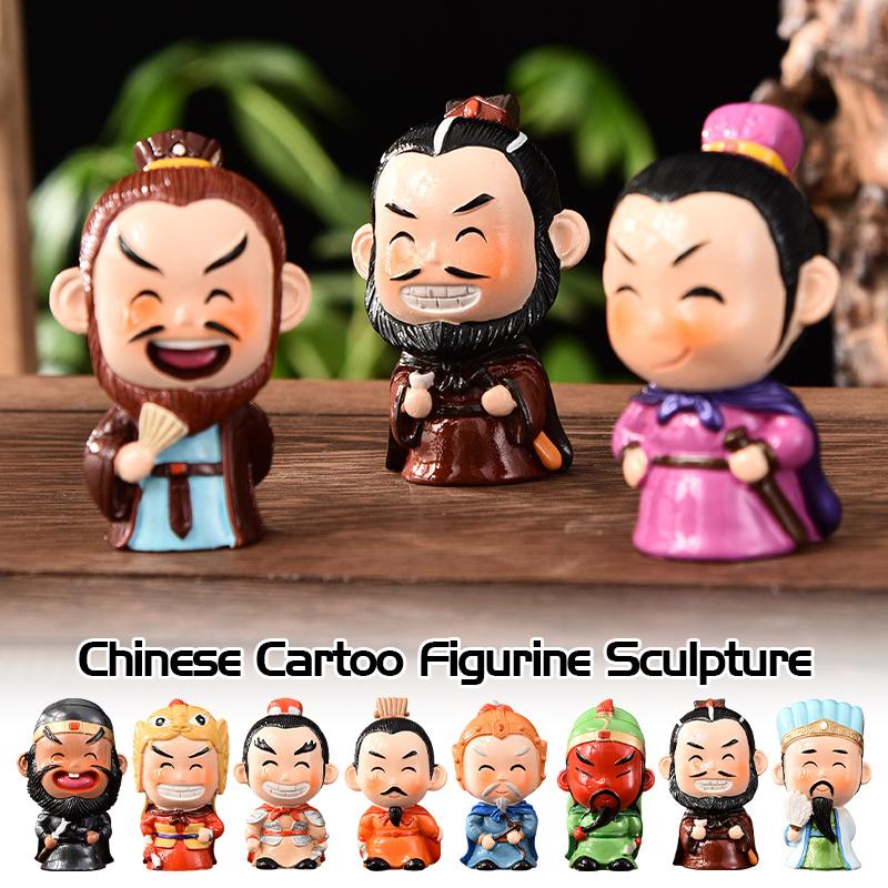 Three Kingdoms Figures Figurines Cartoon Ceramic Handicraft Home Decoration Ornament Character Statue Model Desk Gift Souvenir