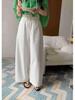 Ting Lan White Cow Elastic Loose Wide-Leg Slimming Casual Nine-Point Pants