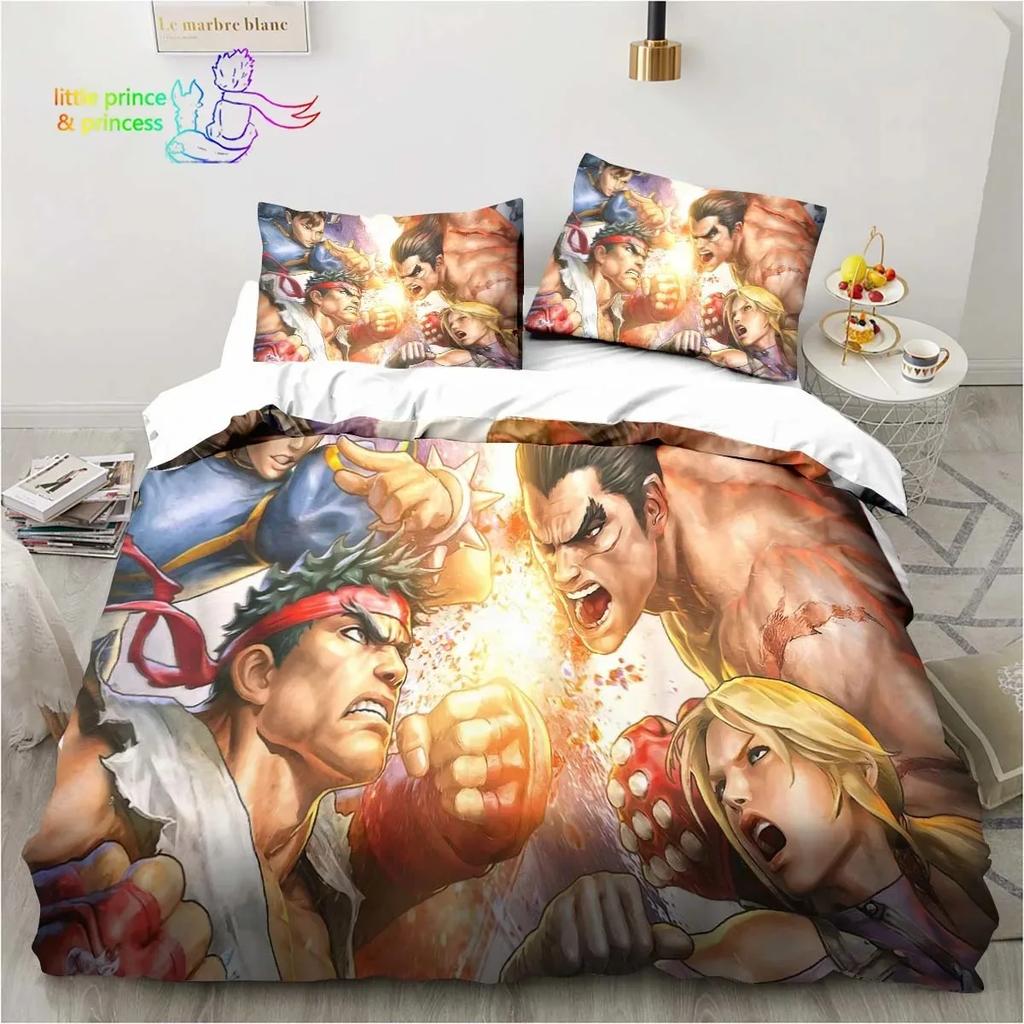 Street Fighter Printed 3D Bedding Set Duvet Cover Pillowcases Single Twin Full Queen King Size Home Decor Pillowcase Boys Gift