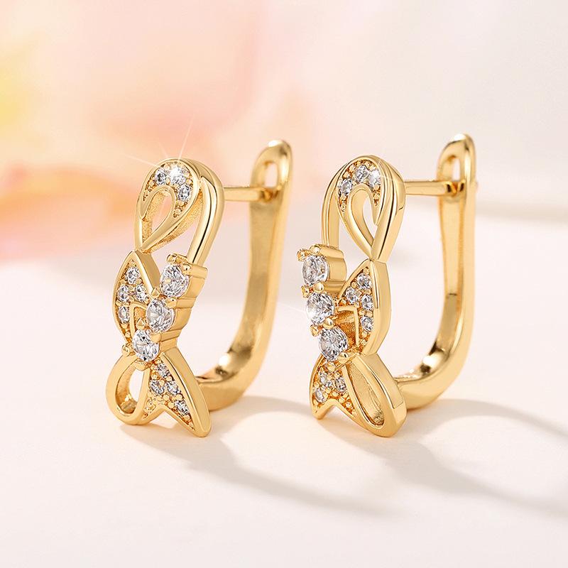 Exquisite Sweet Cool Street Pography With Zircon Inlaid Women'S Ear Buckle Shining Sweet Fashion Simple Accessories