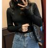 [TASOGARA] Knit Tops Ladies Inner Sweater Spring Autumn Winter High Neck Cashmere Touch Convenient To Layer Easy To Mix and Match Dress Slimmer Plain