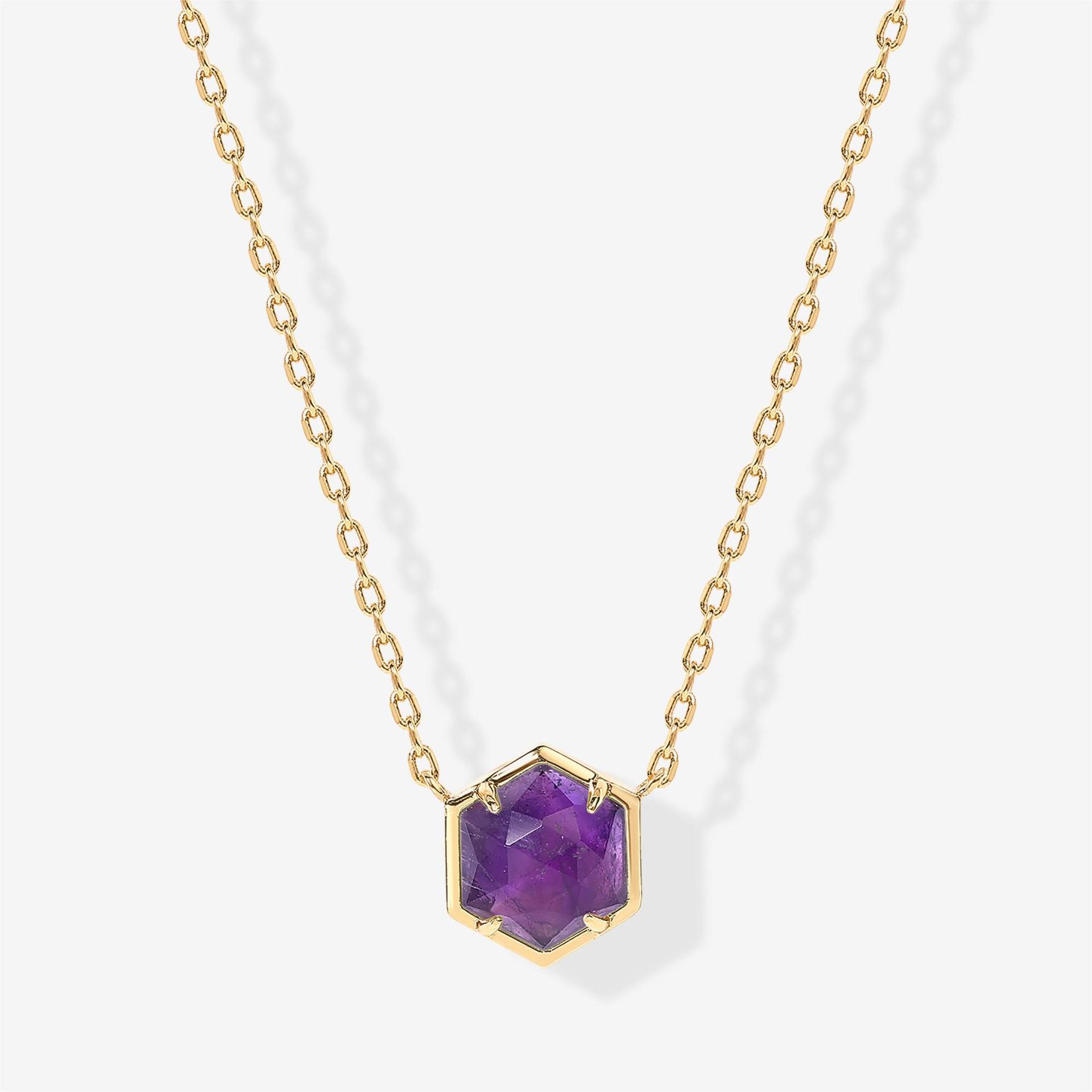 

Hexagonal Natural Stone Necklace Niche Design Sense Geometric Hexagonal Clavicle Chain