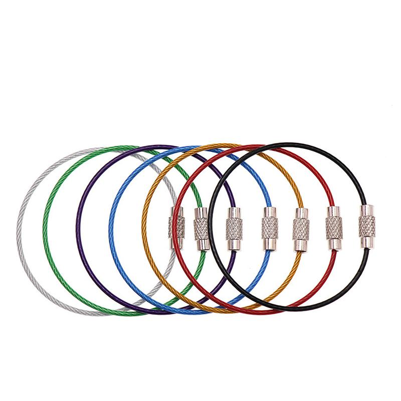 

Stainless Steel Keychain Rope Outdoor Rubber Coated Key Ring for Camping Colorful Hanging Keychain 5pcs Durable Wire