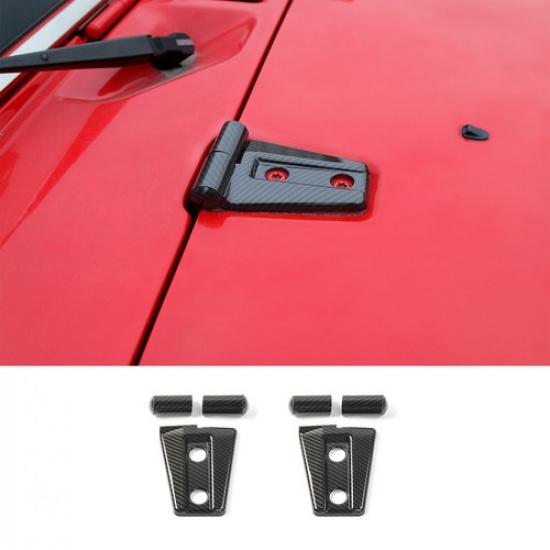 2X Engine Hood Hinge Decor Cover Trim for Jeep Wrangler JK JKU 2007-2017 Carbon