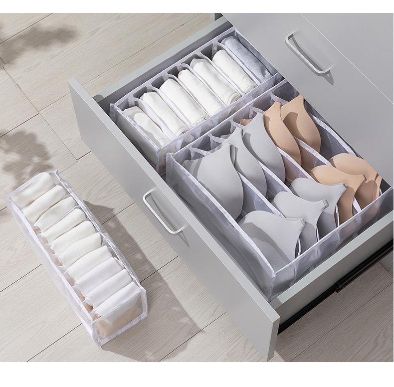 Collapsible Underwear Drawer Organizer, Grid Separation Storage Box for Bra Socks Panties, Wardrobe Closet Home Tidying Tools