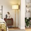 Floor Lamp with Remote, Height Adjustable Standing Lamp with Linen Shade, Dimmable with 3000K-6000K Adjustable Colour Temperatures