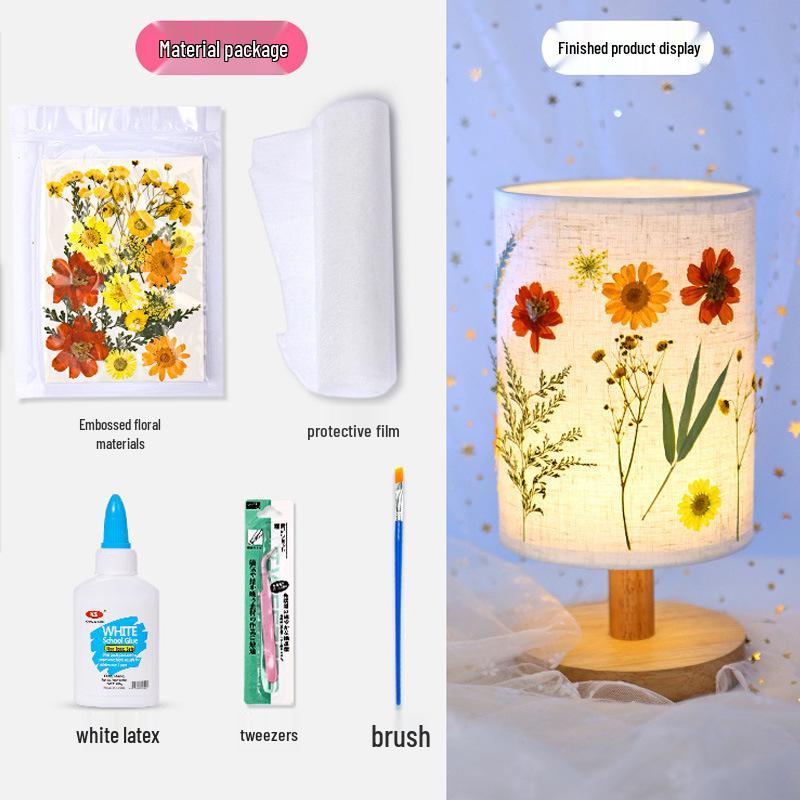 Dried Flower Embossed Table Lamp DIY Kit - Creative Gift for Team Building and National Day Festivities