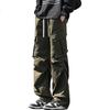 SWAMP AREA Men's Windproof Workwear Pants Spring Autumn American Street Style Draped Straight Loose Fit Trousers KS381 Military Green S